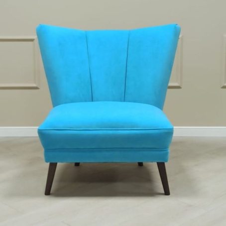 Gambar Sofa Minimalis 1 Seater Bludru Biru