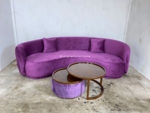Sofa Minimalis Modern Lengkung Bludru Mewah