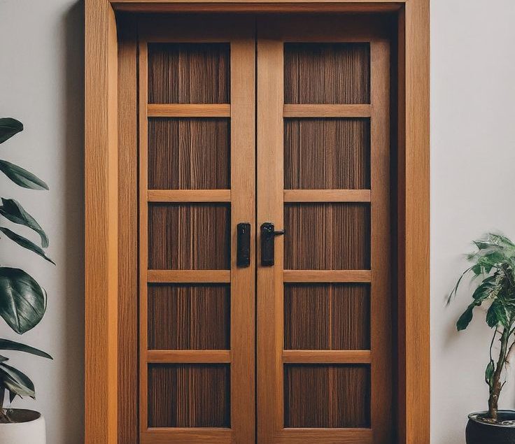 Pintu Kupu Tarung MInimalis Terbaru Kayu Jati Monalia