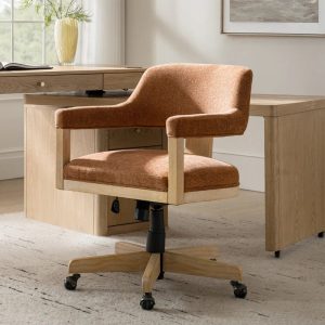 Kursi Kantor Kayu Putar Minimalis Japandi Fabric