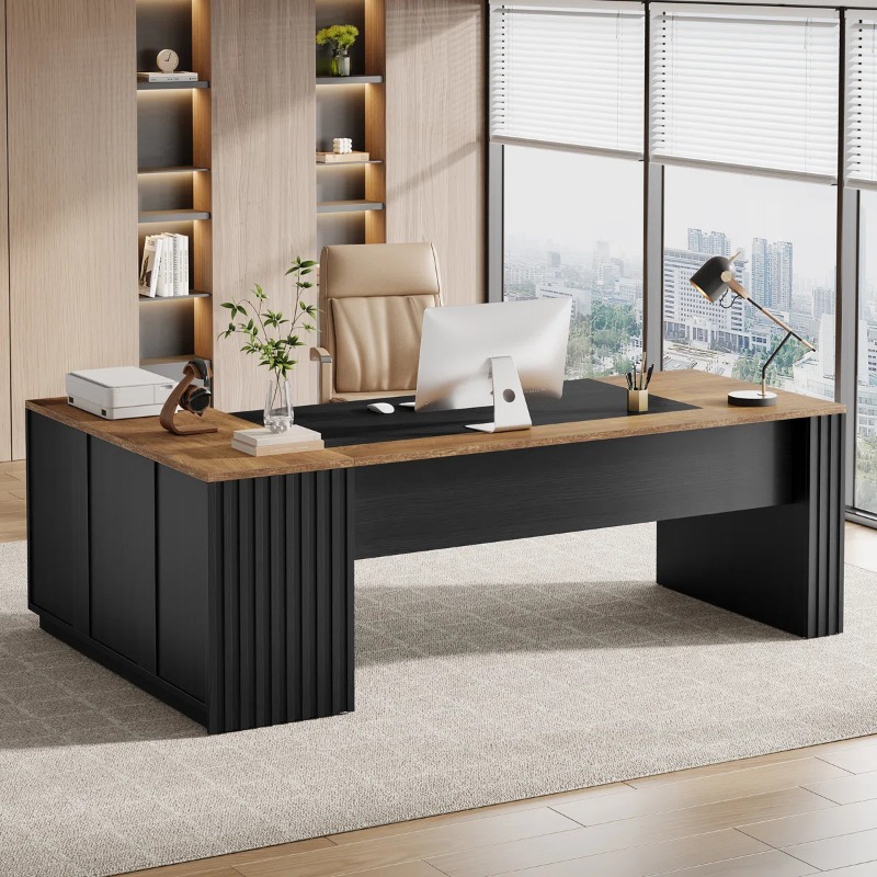 Meja Kantor Direktur L Shape Mewah Braviora Executive Modern Premium