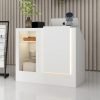 Meja Kasir Minimalis Modern Mewah Lampu LED Front Desk L-Shaped 120cm