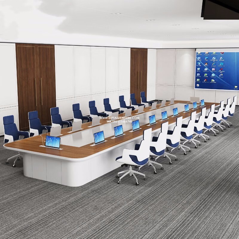 Meja Meeting 18-20 Orang Rapat Kerja Kantor Minimalis Modern Panjang