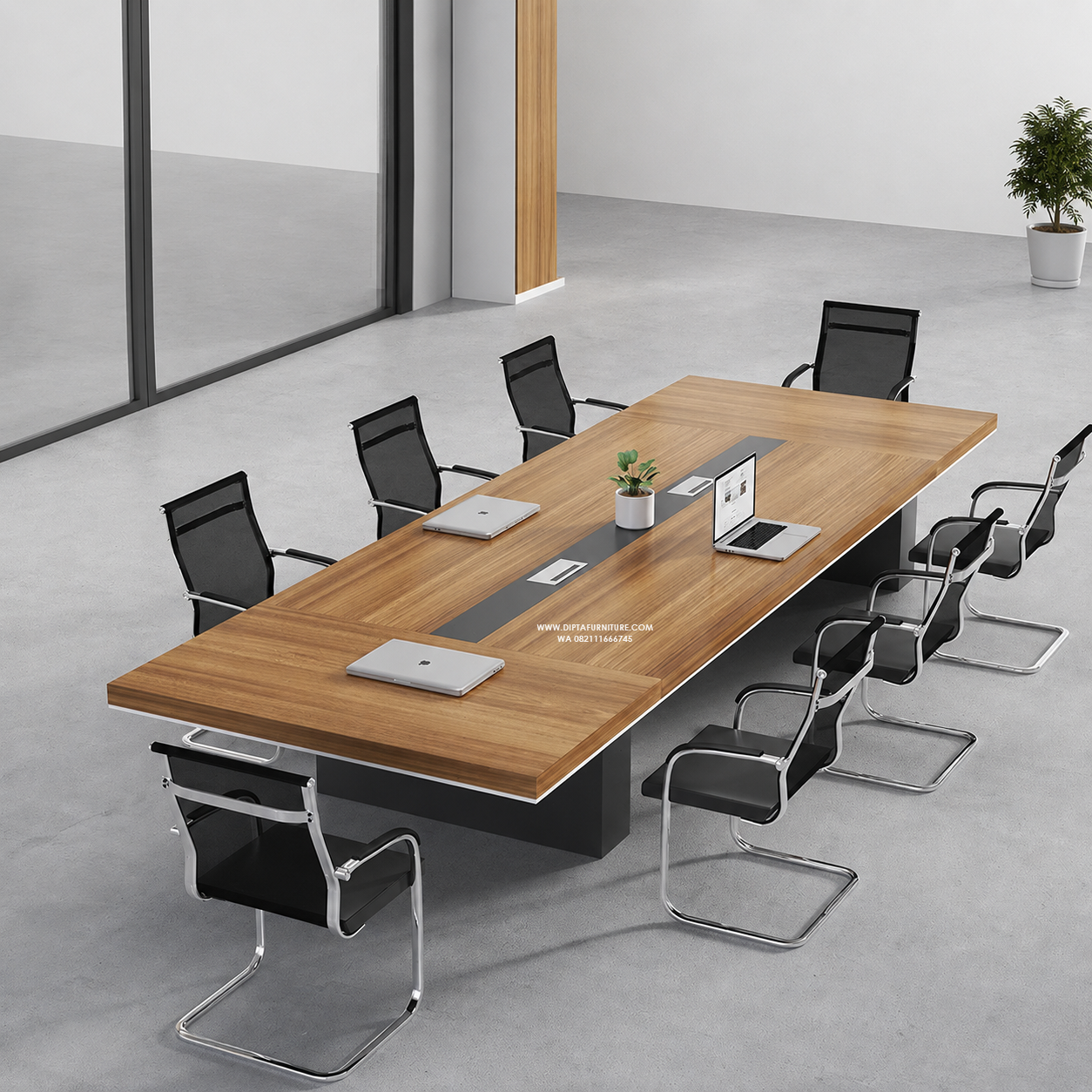 Meja Meeting 8 Orang Rapat Kantor Minimalis Mewah HPL