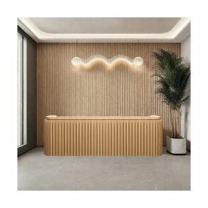 Meja Resepsionis Kayu Minimalis Luxora Scandinavian Modern Front Desk Premium