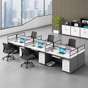 Meja Staff Kantor Karyawan 6 Orang Modern Industrial HPL
