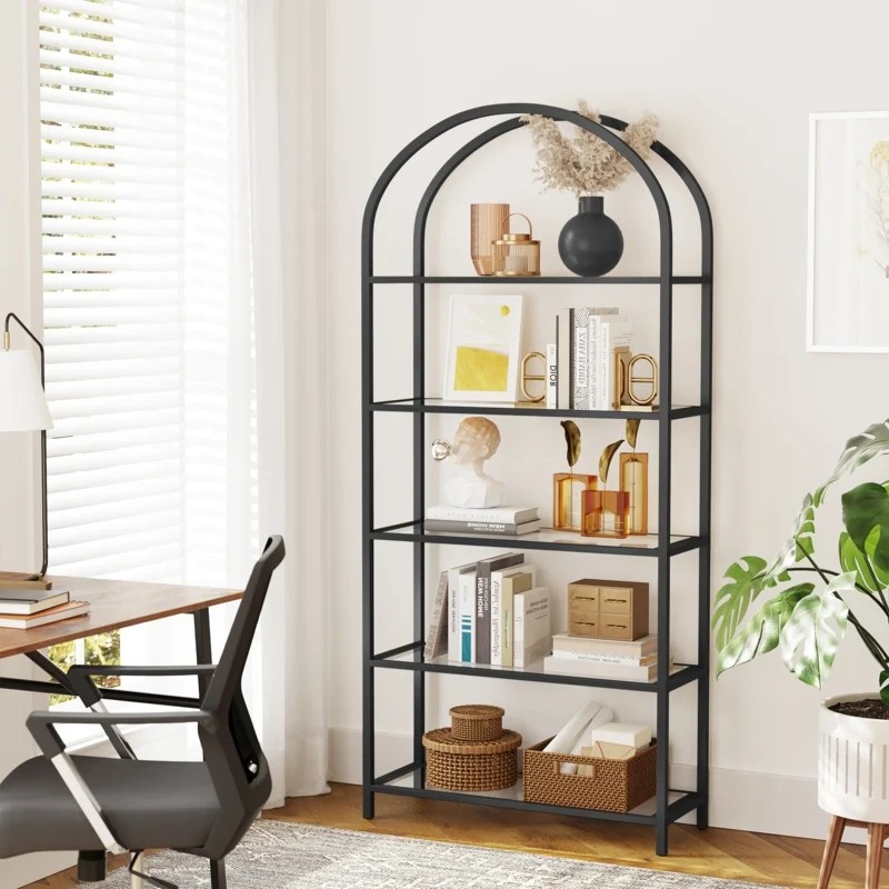 Rak Buku Lengkung Archline Hitam Minimalis Modern