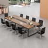 Meja Rapat Kantor 10 Orang Meeting Besar Kaki Besi Industrial Minimalis HPL