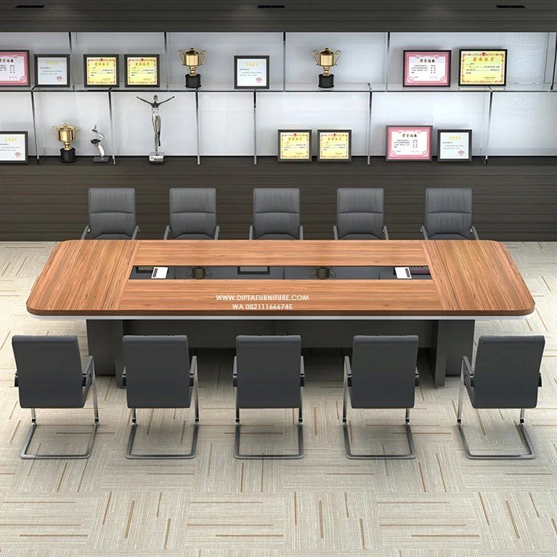 Meja Rapat Minimalis Panjang 10 Orang Meeting Kantor HPL Terlaris