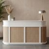 Meja Resepsionis Rotan Scandinavian Curved Counter Elegan